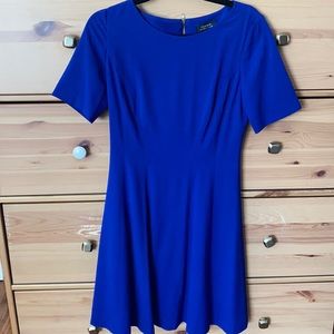 Tahari royal blue a-line dress with sleeves